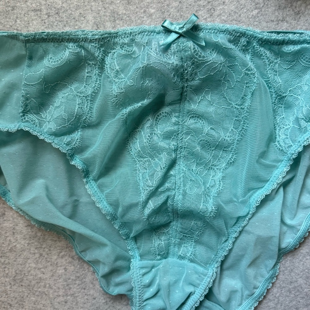 Wacoal Retro Chic Lace Underwire Bra and Panty Set - Teal - Picture 8 of 12